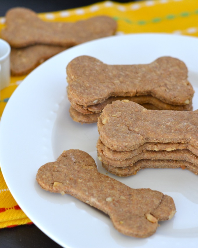 "Baked dog treats filled with pumpkin and peanut butter."